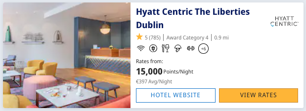Hyatt Centric The Liberties Dublin award booking